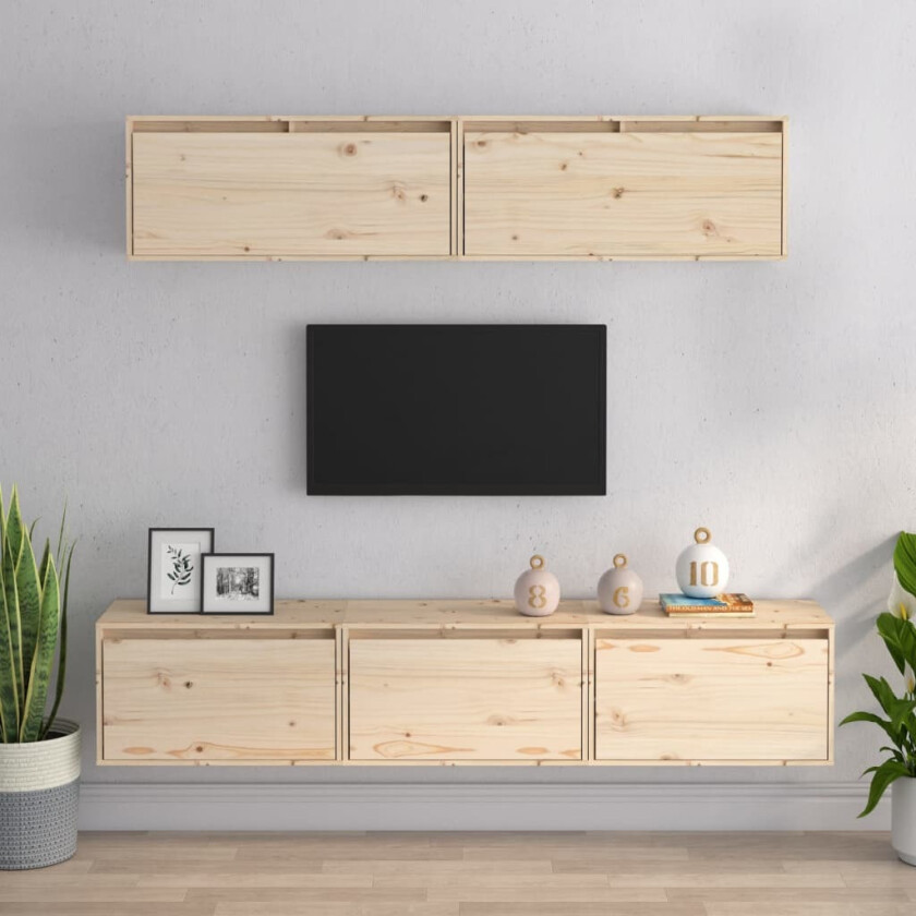 TV-benker 5 stk heltre furu