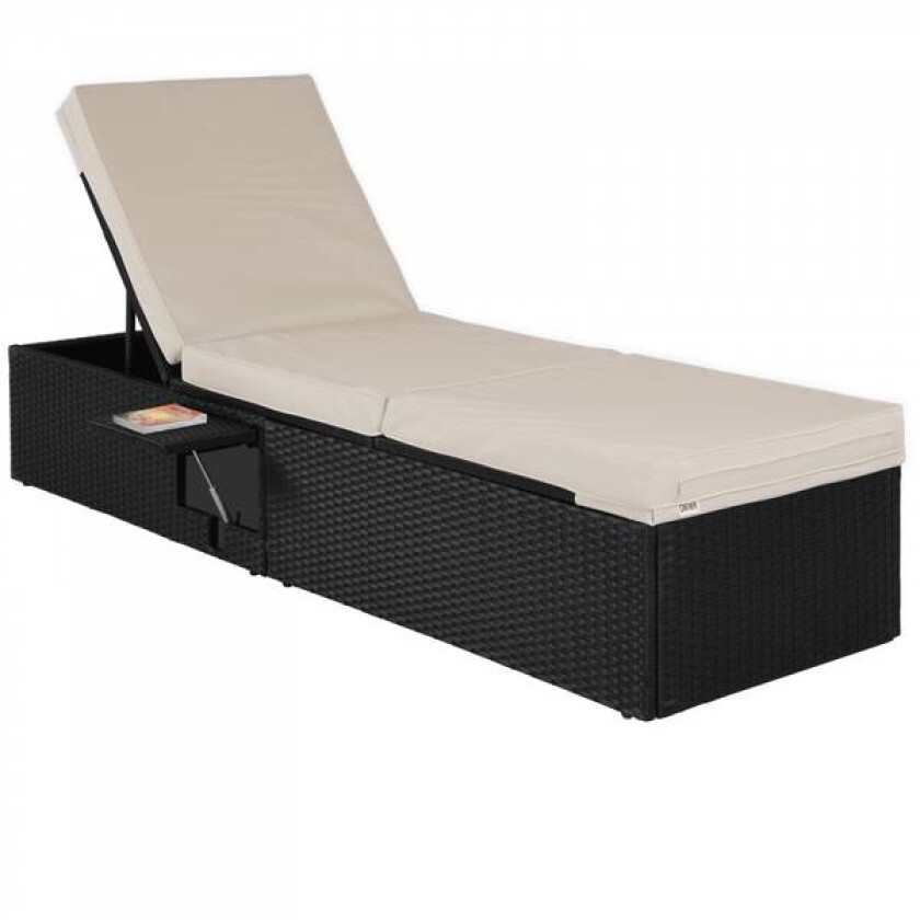 Bilde av Polyrotting solseng justerbar i sort - 195x60x33cm