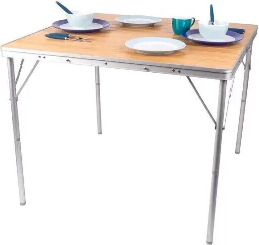 Campingbord Med Bordplate Av Bambus B90xl90xh70 Cm