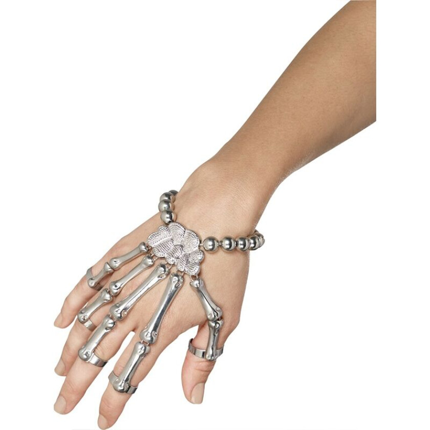 Sølvfarget skjeletthånd armbånd