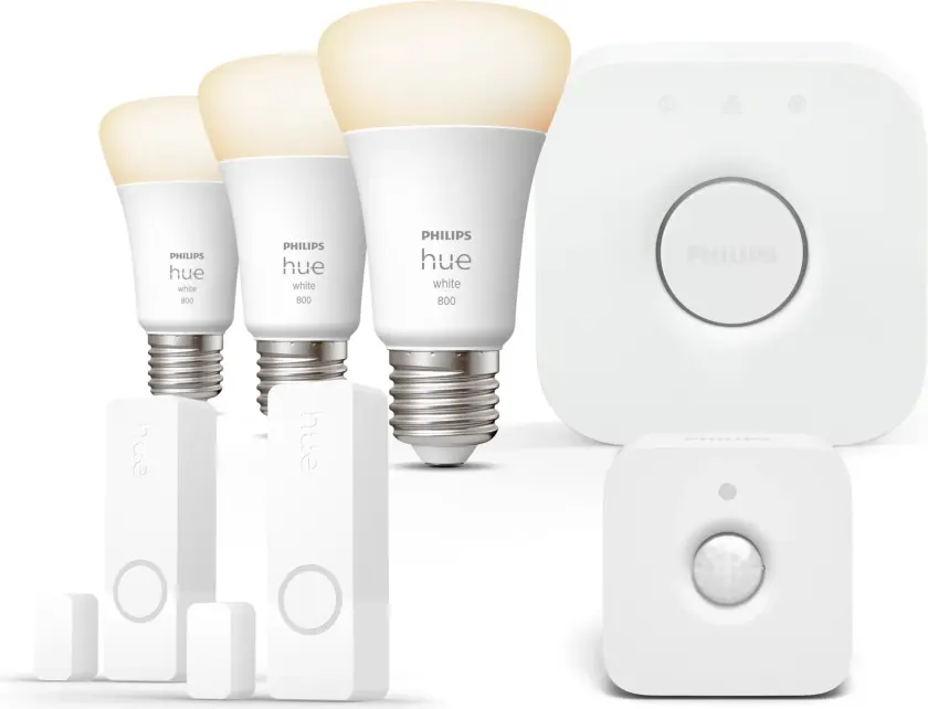 Pakke: 2 x Secure kontaktsensor + Motion sensor + 3 x White E27 + Bridge