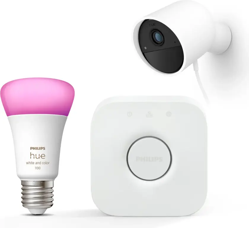 Pakke: Secure kablet kamera + Farget pære E27 + Bridge