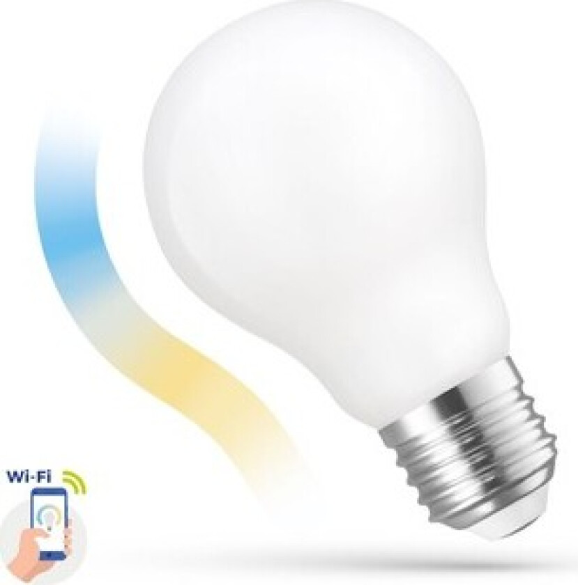 5W Smart Home LED pære - Tuya/Smart Life, virker med Google Home, Alexa og smartphones, A60, E27 - Dimbar : Via Smart Home, Kulør : CCT (Varm til Kald Hvit)