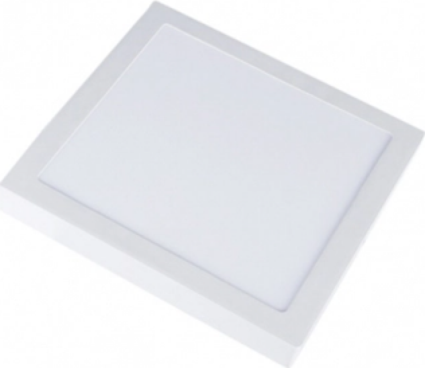 12W LED taklampe - 14 x 14cm, Høyde: 2,4cm, hvit kant, inkl. lyskilde - Dimbar : Ikke dimbar, Kulør : Nøytral