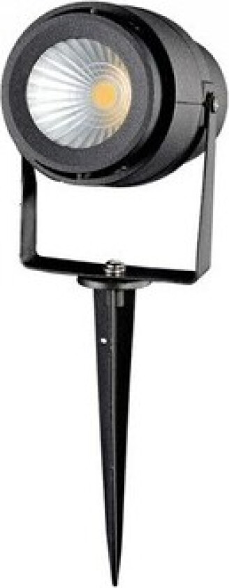 12W LED hage lampe - Svart, med spyd, IP65, 230V - Dimbar : Ikke dimbar, Farge på huset : Svart, Kulør : Nøytral