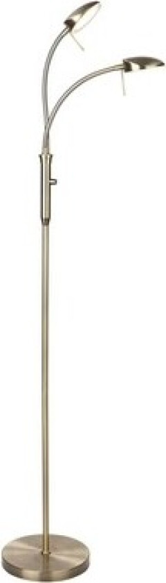 - Vegas Gulvlampe 2-armet Dimmer Antik Messing