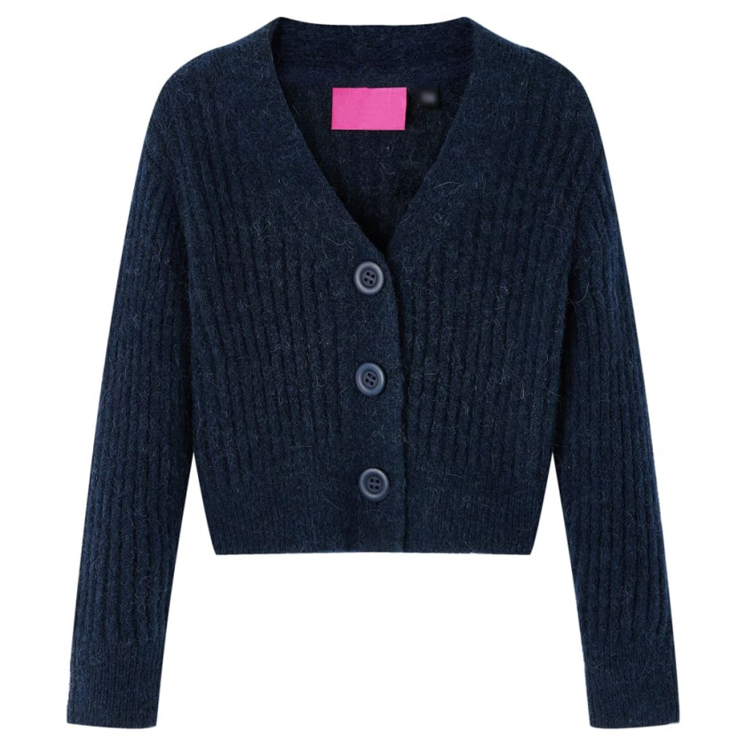 Cardigan for barn strikket marineblå