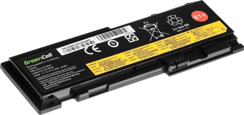 Green Cell - Batteri Til Bærbar Pc (Tilsvarer: Lenovo 42T4847, Lenovo 42T4846) - Litiumpolymer - 6-Cellers - 3600 Mah - Svart - For Lenovo Thinkpad T