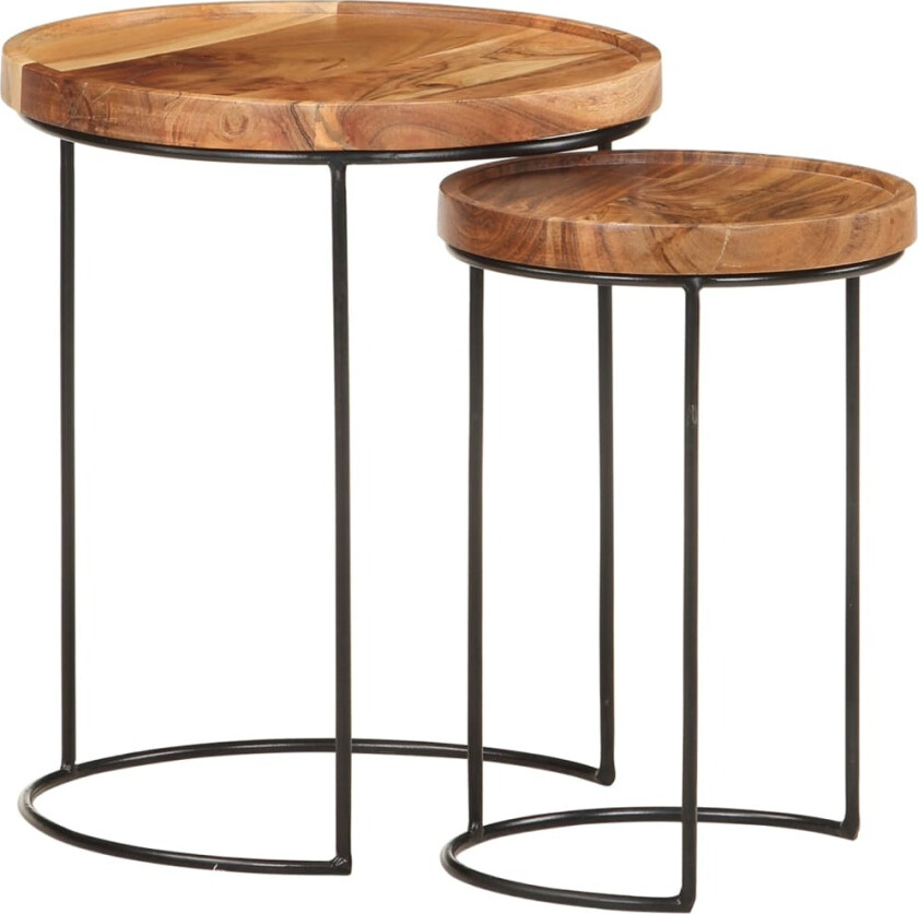 Salongbord 2 stk heltre akasie og stål