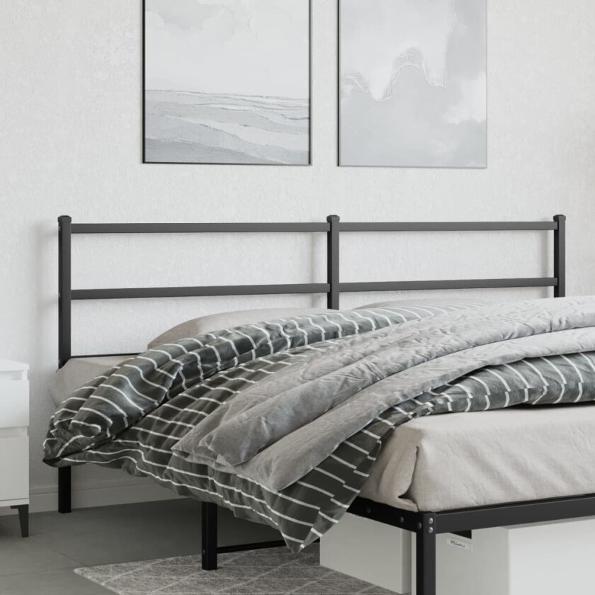 Sengegavl i metall svart 200 cm