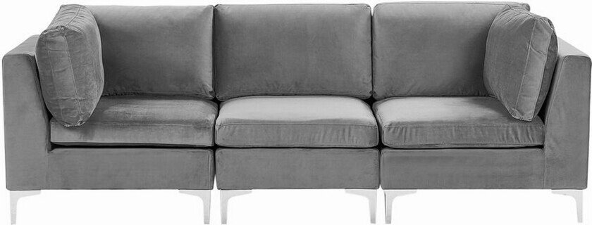Evja 3-seters Sofa - Fløyel/Grå