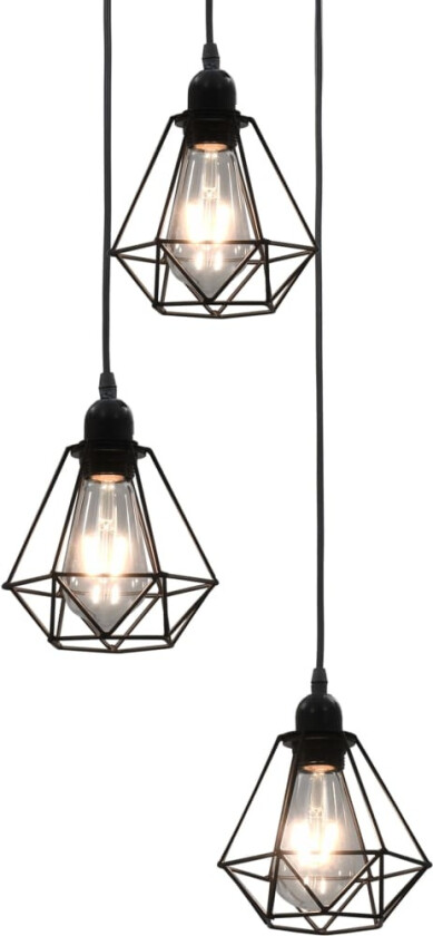 Taklampe med diamant-design svart 3 x E27 lyspærer