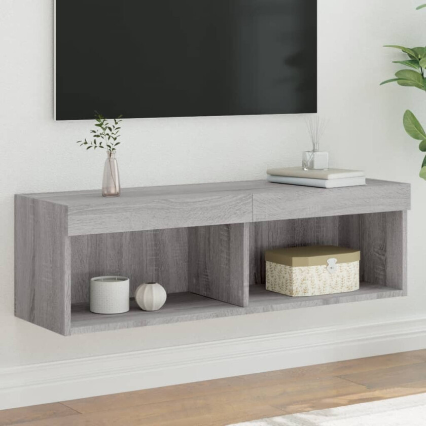 TV-benker med LED-lys 2 stk grå sonoma 100x30x30 cm
