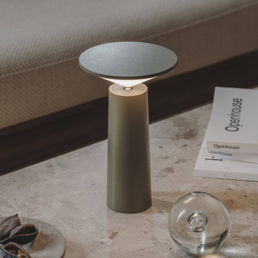 LED-bordlampe Cocktail olivengrå Høyde 21,5 cm