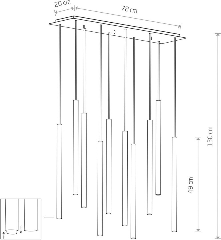 Laser hengelampe, 10 lyskilder, flerfarget, metall, G9