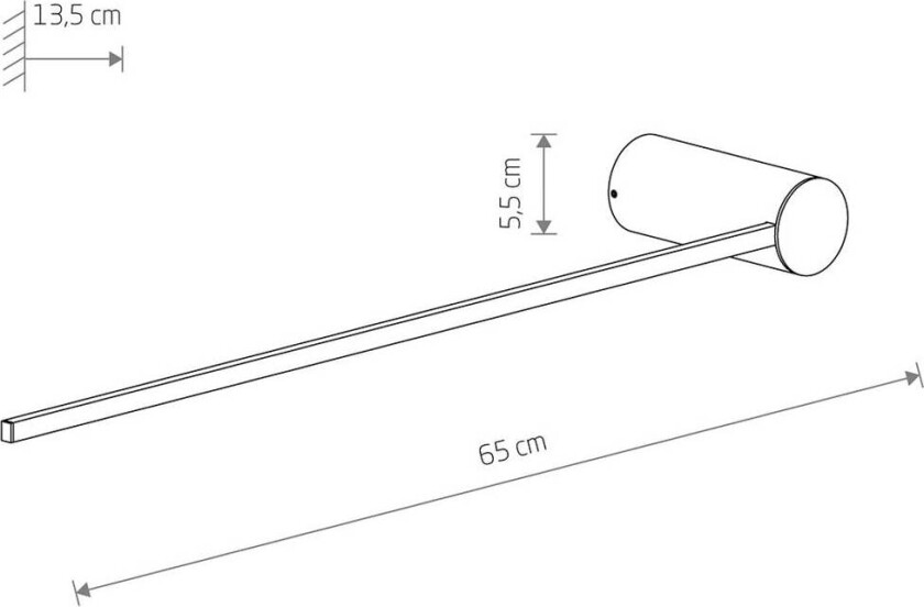 LED-vegglampe Arm M, 65 cm høy, svart, metall