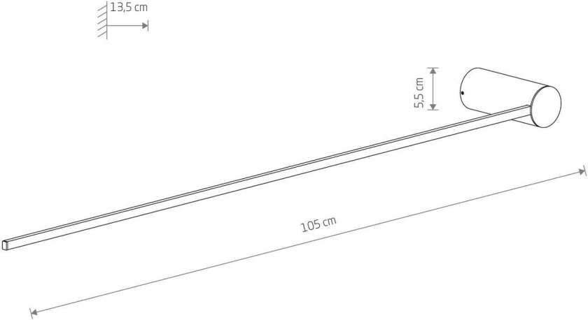 LED-vegglampe Arm L, 105 cm høy, svart, metall