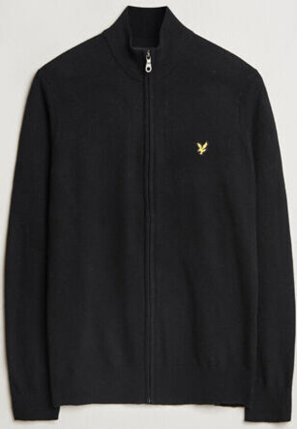 Lyle & Scott Lambswool Full Zip Jet Black Marl