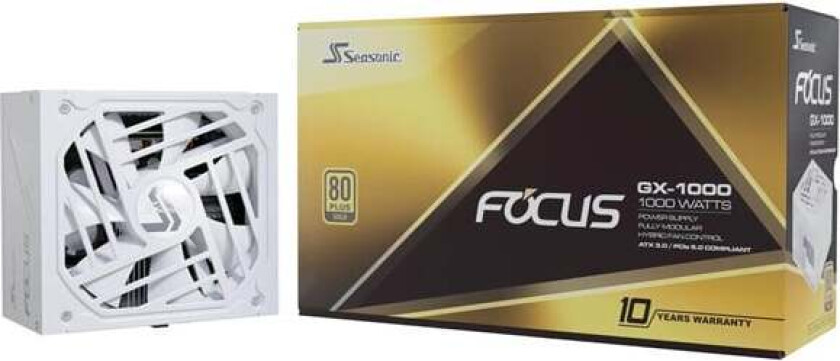FOCUS GX-1000 White (2024) Strømforsyning (PSU) - 1000 Watt - 135 mm - ATX 3.1 - 80 Plus Gold sertifisert