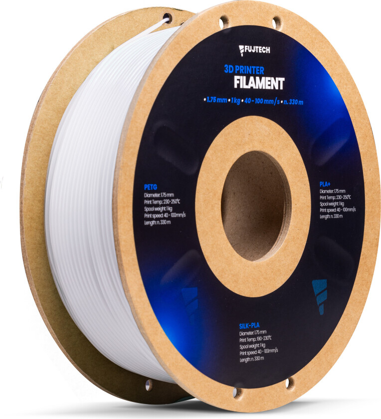 Fujtech PETG Filament for 3D-skriver - 175mm - Hvit