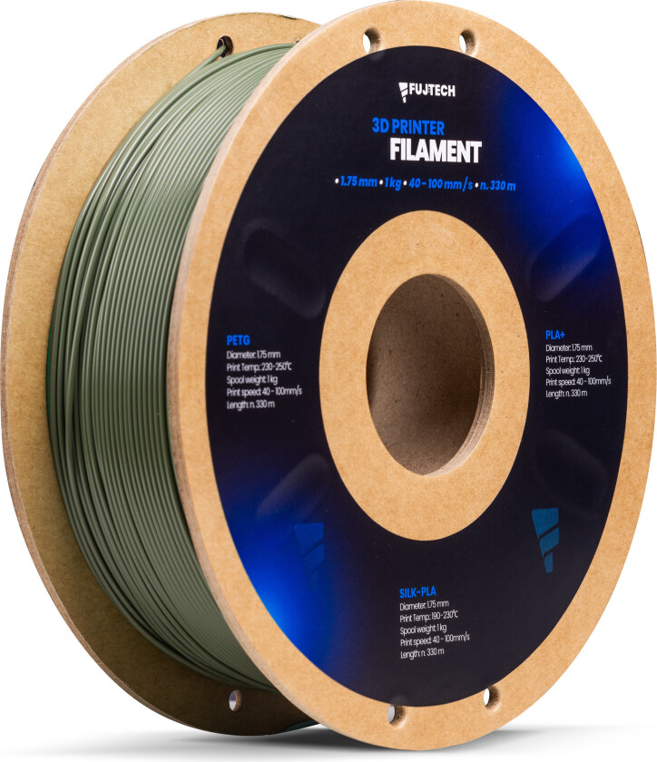 Fujtech PLA+ Filament for 3D-skriver - 175mm - Olivengrønn