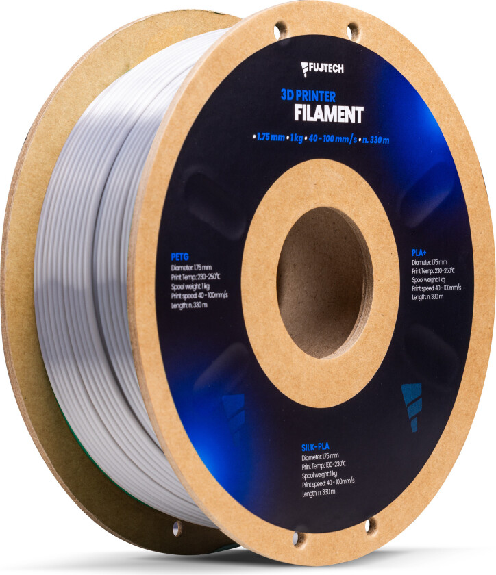 Fujtech Silk PLA Filament for 3D-skriver - 175mm - Sølv