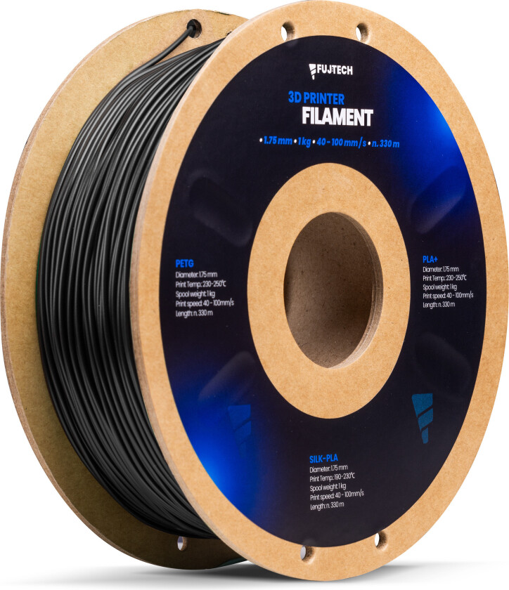 Fujtech PLA+ Filament for 3D-skriver - 175mm - Svart