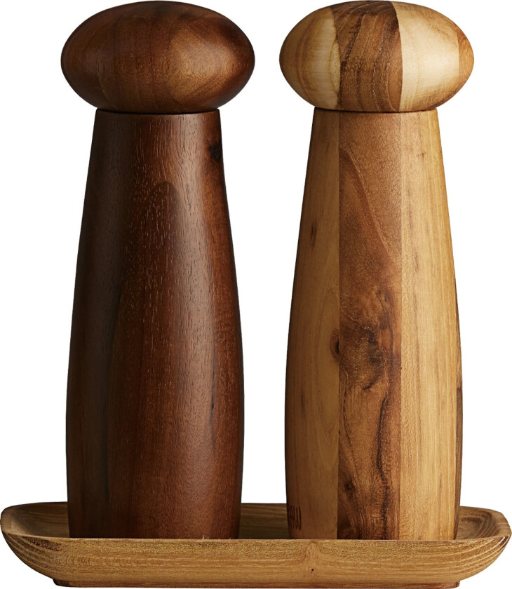 RAW kvernsett + brett, teak/mørkt tre