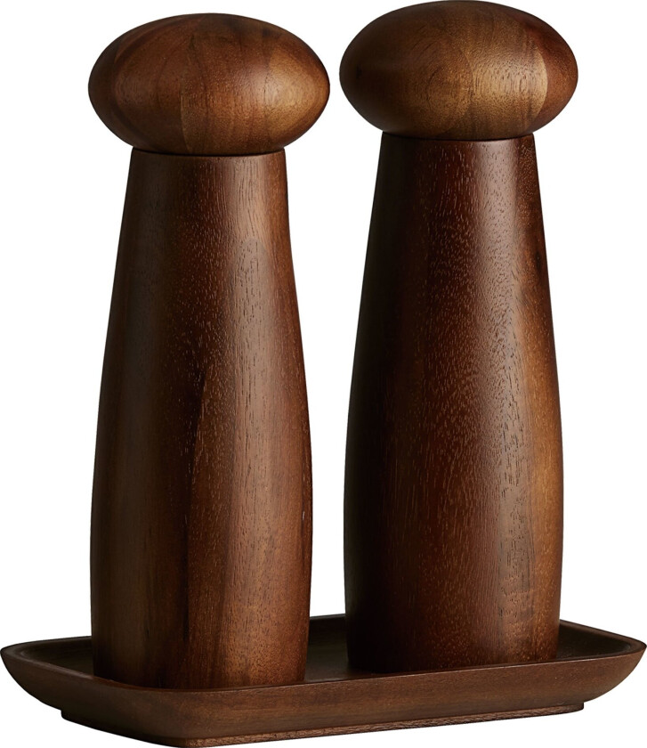 Bilde av RAW salt- og pepperkvern + brett, mørkt tre
