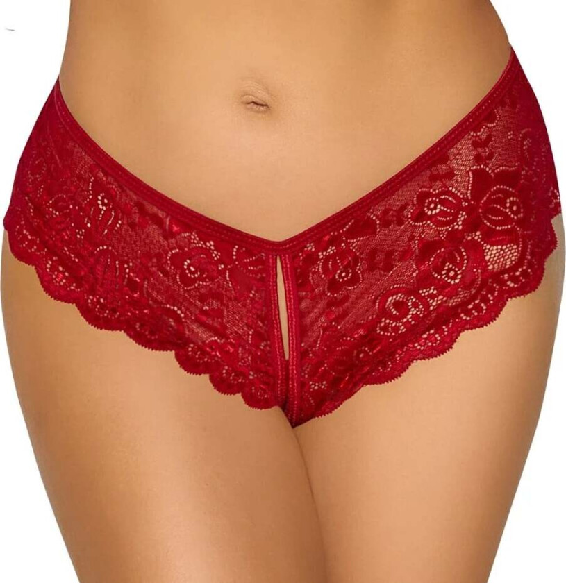 Red crotchless lace panty