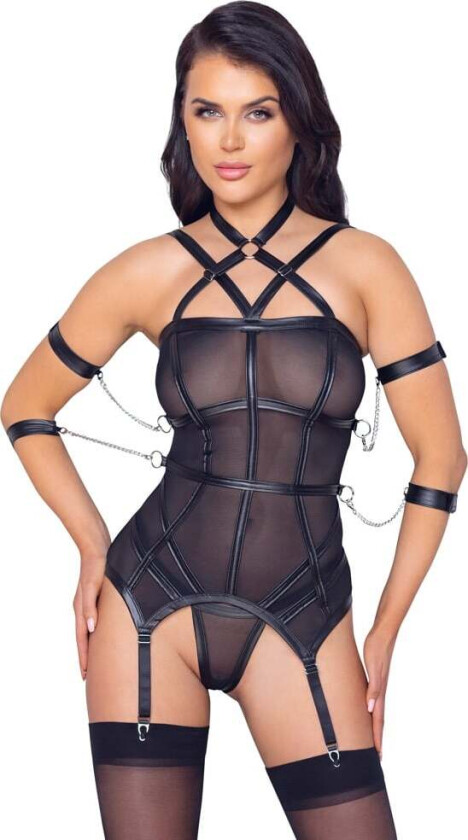 BONDAGE BASQUE - SVART