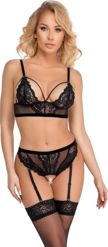 Bralette & crotchless suspender thong in a set