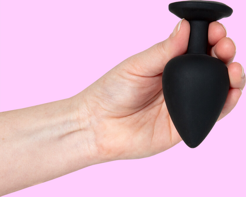 Stor Silikonplugg med Vakker Sten - Svart/Klar