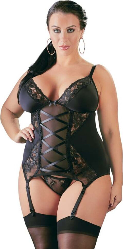 Svart Basque Med Blondedetaljer