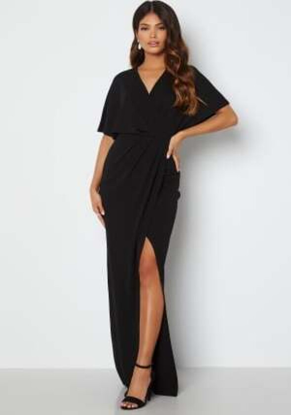 Wrap Slit Maxi Dress Black 42