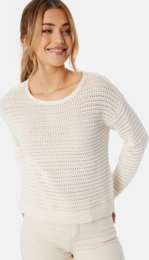 Vibellisina boatneck L/S knit top Egret M