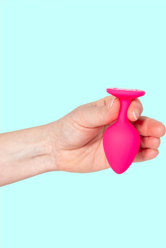 Medium Silikonplugg med Vakker Sten - Rosa