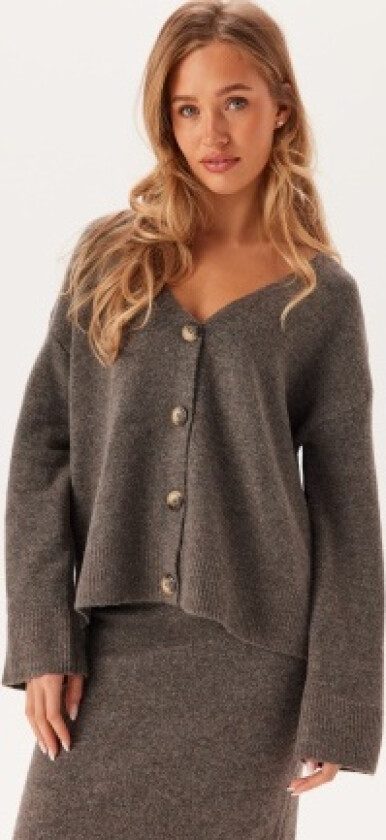 Pcnuna Ls V-neck Knit Cardigan Morel Detail:MELANGE XL