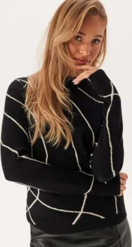 Objray L/S KNIT PULLOVER kn Black Pattern:sandshell Graphi S
