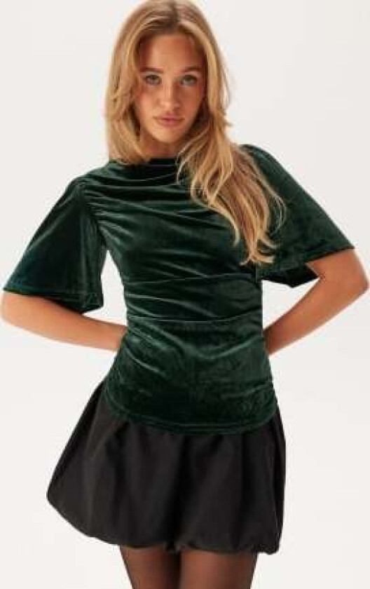 Vivelma Velour 2/4 O-NECK TOP Scarab M