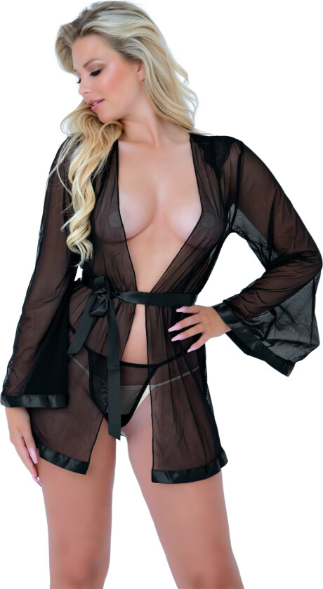 Sheer Kimono and String - Black