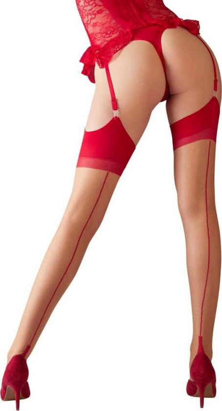 Hudfargede Strømper med Rød Søm