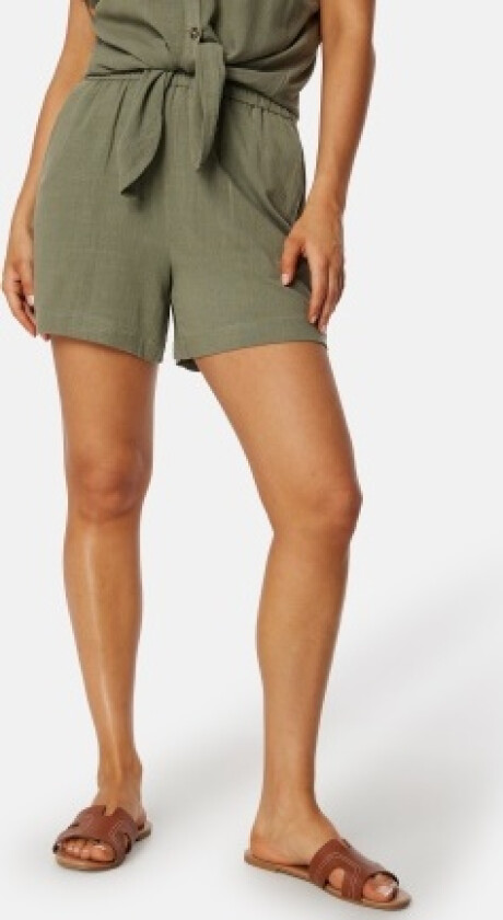 Pcvinsty HW Linen Shorts Deep Lichen Green XS