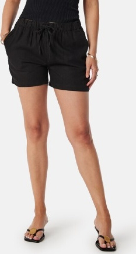 Onlcaro Linen Pull-Up Shorts Black XS