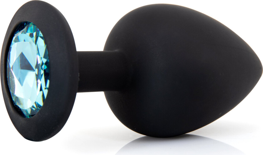 Stor Silikonplugg med Vakker Sten - Svart/Blå