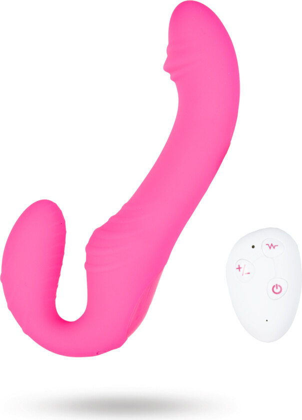 Triple Vibration Strap-On Vibrator Wireless Remote - Pink