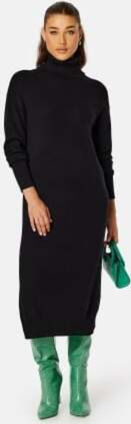 Rill Roll Neck L/S Midi Dress Black XS