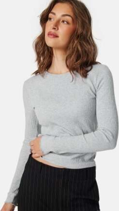 Slfanna LS Crew Neck Tee Light Grey Melange S