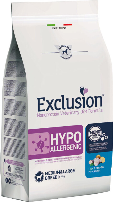 Exclusion tørrfôr med fisk & potet - 2 x 12 kg