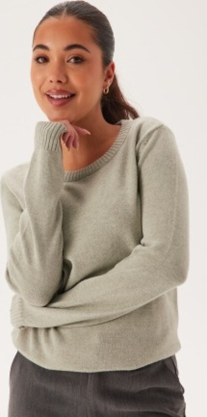 Viril O-neck L/S Knit Top Oil Green Detail:MELANGE XXL